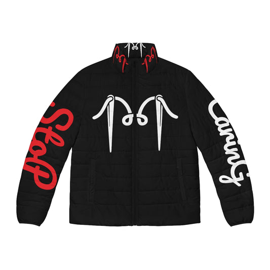 “Stop Caring” Puffer Jacket (Black)